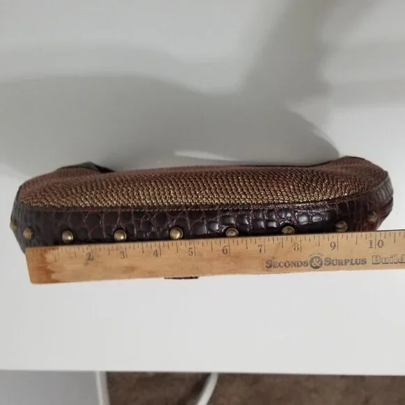 Vintage Eric Javits New York Gold Woven Squishee Studded Hobo Leather Bag - Picture 13 of 16